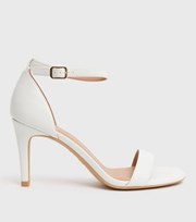 New Look Wide Fit White Stiletto Heel Sandals